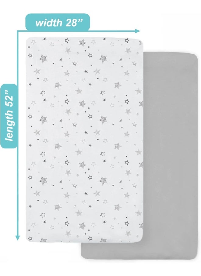American Baby Company 2 Pack Printed 100% Cotton Jersey Knit Fitted Crib Sheet for Standard Crib and Toddler Mattresses, Super Stars and Gray, for Boys and Girls
