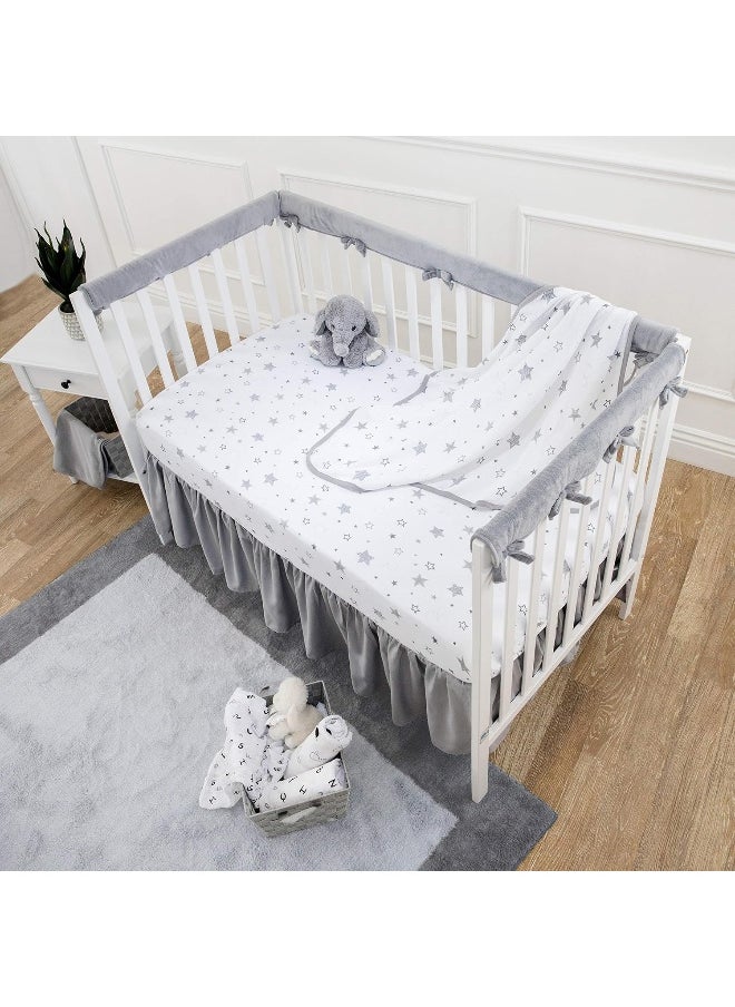 American Baby Company 2 Pack Printed 100% Cotton Jersey Knit Fitted Crib Sheet for Standard Crib and Toddler Mattresses, Super Stars and Gray, for Boys and Girls