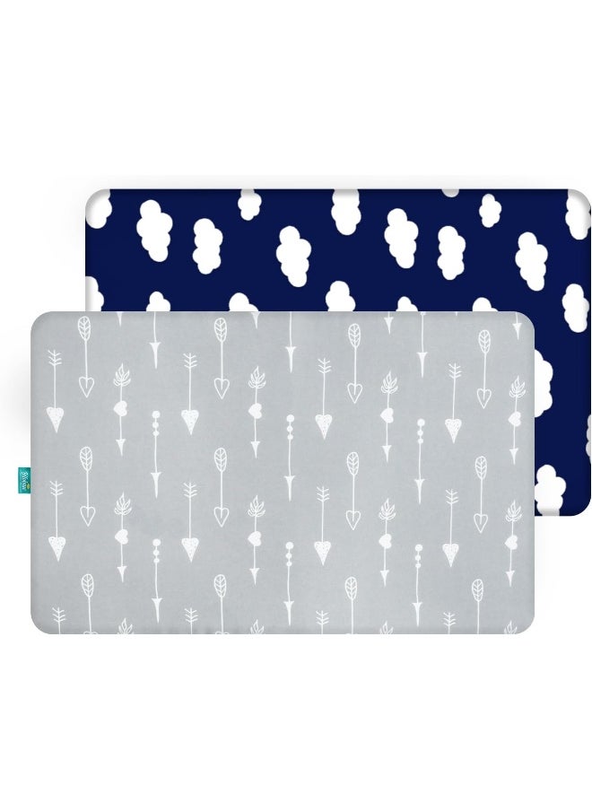 Biloban Crib Sheets Fitted, 2 Pack Crib Sheet Fits for Standard Crib Mattress, Toddler Sheets for Baby Boys & Girl
