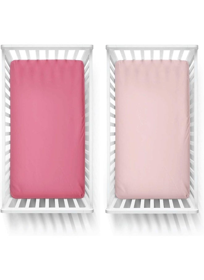 Featherhead™ 2-Pack 100% Cotton Fitted Crib Sheets for Baby Girl - Ultra Soft, Breathable, & Cozy - Standard Crib and Toddler Mattresses 28
