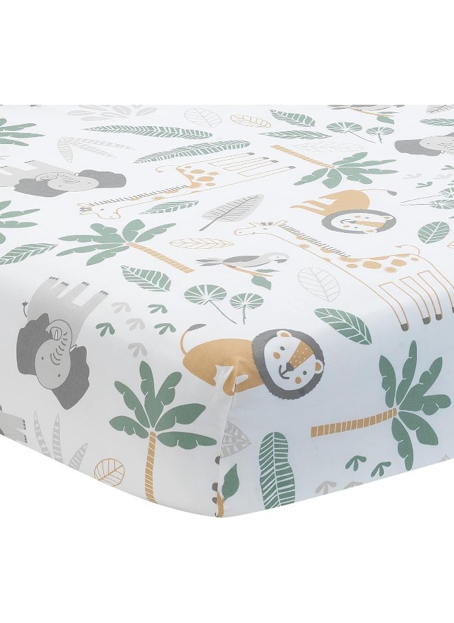 Lambs & Ivy Jungle Friends 100% Cotton Safari Animals Baby Fitted Crib Sheet