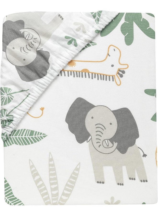 Lambs & Ivy Jungle Friends 100% Cotton Safari Animals Baby Fitted Crib Sheet