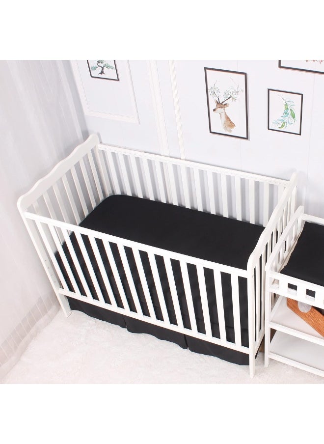 CaSaJa Black 3 Pack Fitted Crib Sheets, Silky Soft Handfeel with Comfy Napping Surface for Baby Boy and Girl, Fits Standard Size Crib or Toddler Bed 28