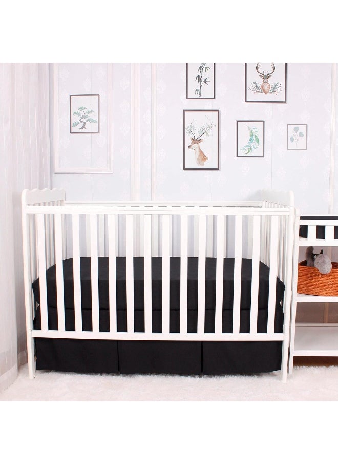 CaSaJa Black 3 Pack Fitted Crib Sheets, Silky Soft Handfeel with Comfy Napping Surface for Baby Boy and Girl, Fits Standard Size Crib or Toddler Bed 28