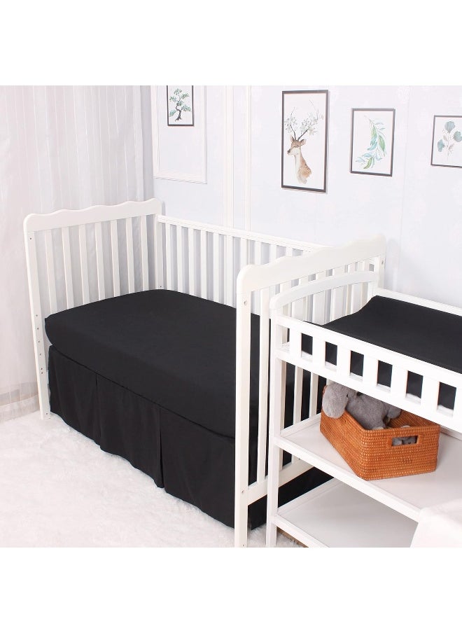 CaSaJa Black 3 Pack Fitted Crib Sheets, Silky Soft Handfeel with Comfy Napping Surface for Baby Boy and Girl, Fits Standard Size Crib or Toddler Bed 28