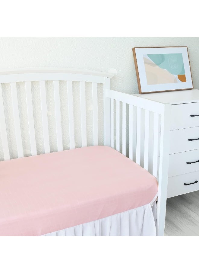 Biloban Muslin Crib Sheets for Boys and Girls 2 Pack, Ultra Soft Muslin Fitted Baby Crib Sheet for Standard Crib Mattress & Toddler Bed Mattress, Grey and Pink