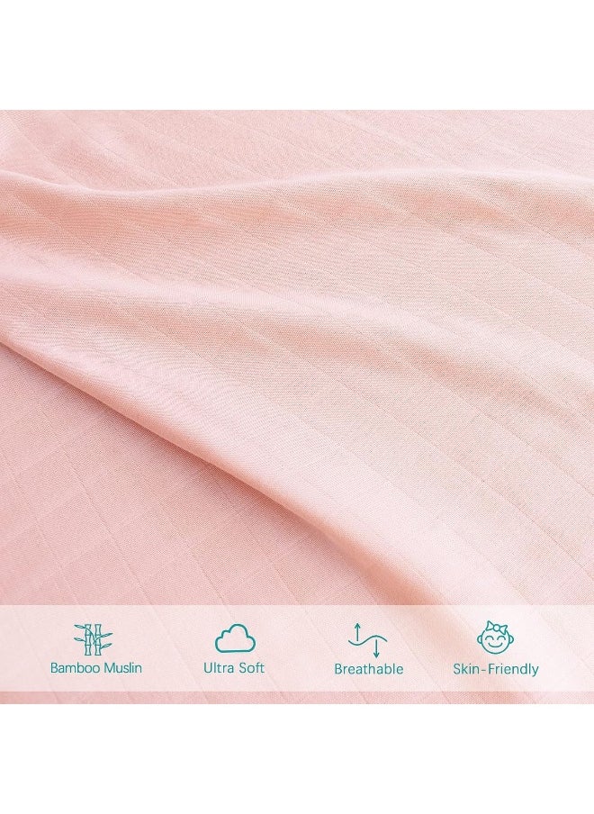 Biloban Muslin Crib Sheets for Boys and Girls 2 Pack, Ultra Soft Muslin Fitted Baby Crib Sheet for Standard Crib Mattress & Toddler Bed Mattress, Grey and Pink