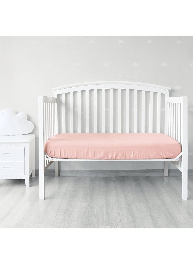Biloban Muslin Crib Sheets for Boys and Girls 2 Pack, Ultra Soft Muslin Fitted Baby Crib Sheet for Standard Crib Mattress & Toddler Bed Mattress, Grey and Pink