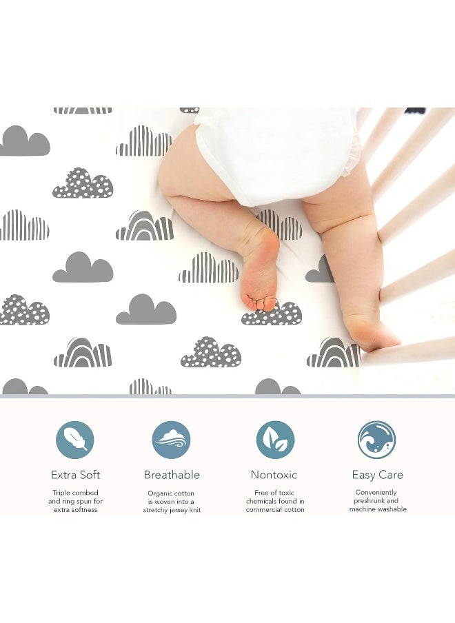 100% Organic Cotton Fitted Sheets for Standard Crib and Toddler Mattresses/Pads 28” x 52” and up to 6” Thick. Boys and Girls. Fits, Dream On Me, Lullaby, Safety 1st, Newton, and Other Brands.