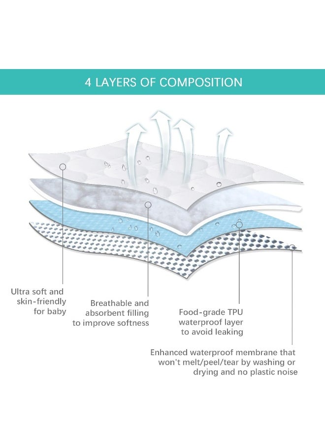 Crib Mattress Protector 2 Pack Pad Waterproof, Quilted Crib Mattress Cover Sheets Fitted, Absorbent & Noiseless Toddler Mattress Protector Fit Baby Toddler Bed Mattress Pad (52” x 28”), Grey & White