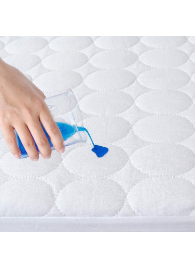 Crib Mattress Protector 2 Pack Pad Waterproof, Quilted Crib Mattress Cover Sheets Fitted, Absorbent & Noiseless Toddler Mattress Protector Fit Baby Toddler Bed Mattress Pad (52” x 28”), Grey & White