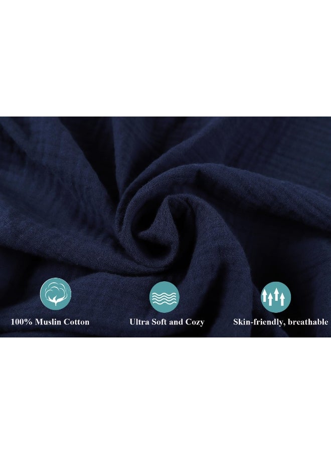 Knlpruhk Muslin Travel Crib Fitted Sheets Compatible with Baby Bjorn, Guava Lotus Travel Crib and 24 x 42 Inch Travel Light Playard Mattress Snuggly Soft 100% Cotton Grey & Navy