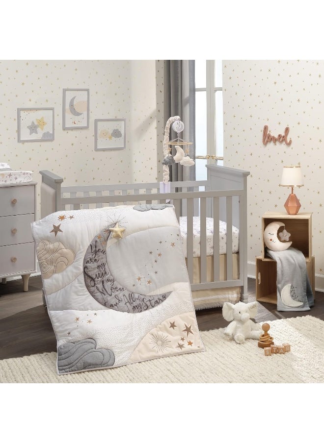 Lambs & Ivy Goodnight Moon 100% Cotton White Fitted Crib Sheet - Moon/Stars
