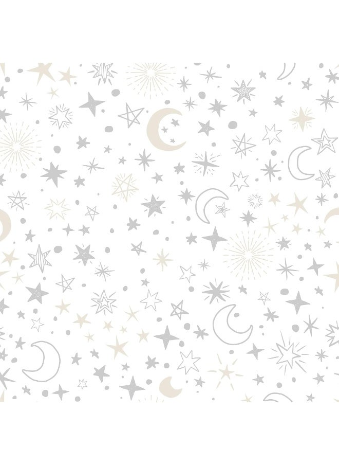 Lambs & Ivy Goodnight Moon 100% Cotton White Fitted Crib Sheet - Moon/Stars
