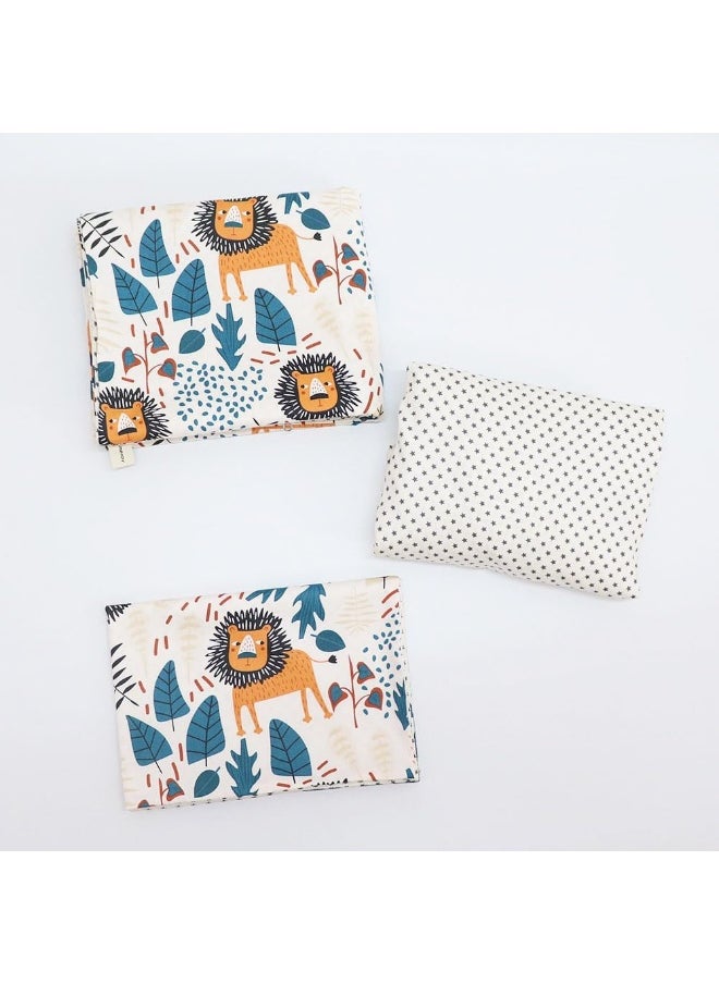 100% Cotton Crib Bedding Set for Infant Boys Girls, 3 Pcs Baby Bed Linen Include Duvet Cover, Fitted Sheet, Pillowcase, Nursery Decoration, No Filler (Beige)