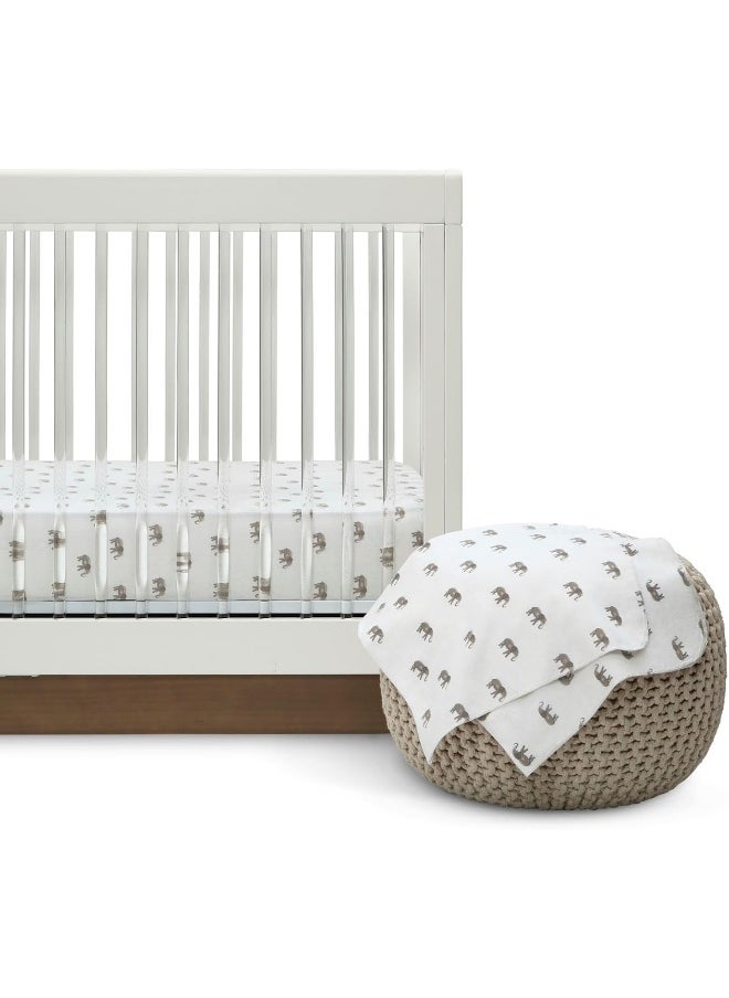 Delta Children Fitted Crib Sheets for Girls and Boys - Crib Sheet for Standard Crib and Toddler Mattresses - 28x52 Inch (Pack of 2), Safari Friends