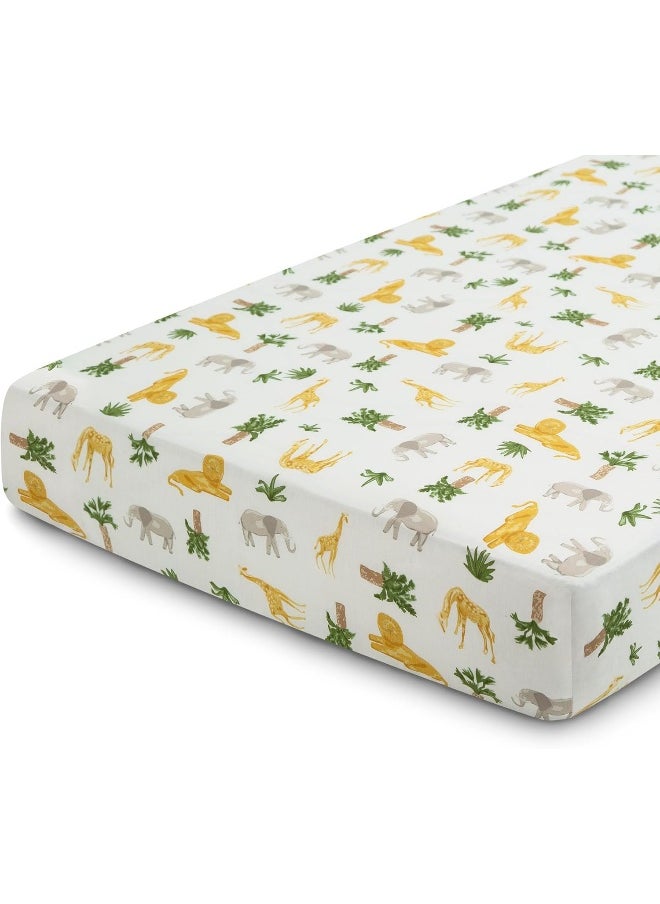 Delta Children Fitted Crib Sheets for Girls and Boys - Crib Sheet for Standard Crib and Toddler Mattresses - 28x52 Inch (Pack of 2), Safari Friends