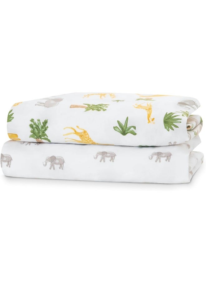 Delta Children Fitted Crib Sheets for Girls and Boys - Crib Sheet for Standard Crib and Toddler Mattresses - 28x52 Inch (Pack of 2), Safari Friends