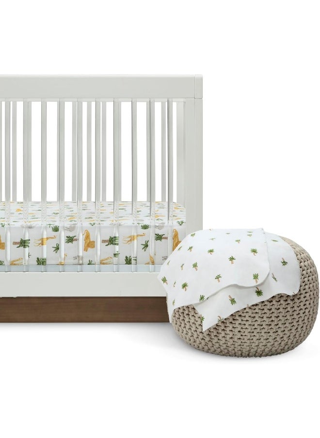 Delta Children Fitted Crib Sheets for Girls and Boys - Crib Sheet for Standard Crib and Toddler Mattresses - 28x52 Inch (Pack of 2), Safari Friends
