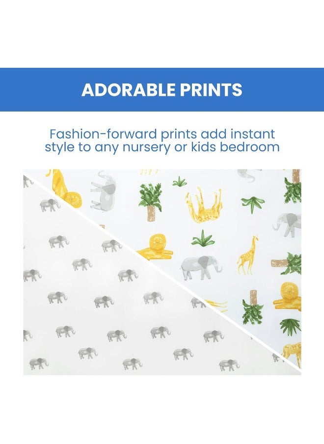 Delta Children Fitted Crib Sheets for Girls and Boys - Crib Sheet for Standard Crib and Toddler Mattresses - 28x52 Inch (Pack of 2), Safari Friends