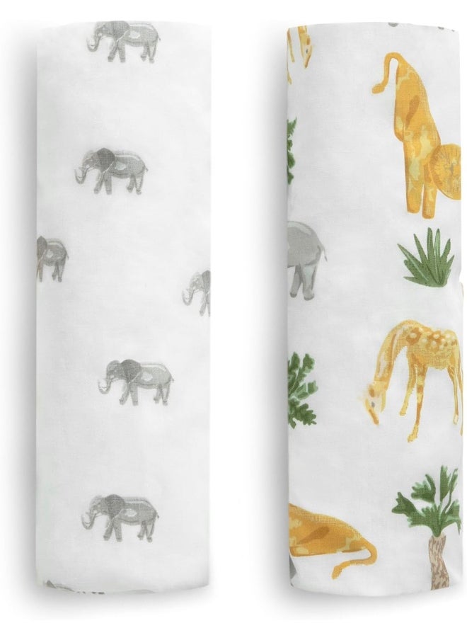 Delta Children Fitted Crib Sheets for Girls and Boys - Crib Sheet for Standard Crib and Toddler Mattresses - 28x52 Inch (Pack of 2), Safari Friends