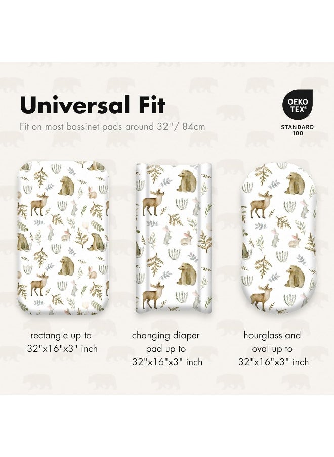 Gllquen Baby Bassinet Sheets 4 Pack, Breathable Cozy Fitted Mattress Sheet, Elastic Travel Crib Fashionable Floral Pattern, Standard Cradle Safe Sheets for Baby Boy Girls 32