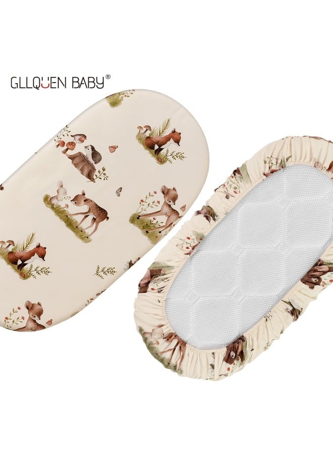 Gllquen Baby Bassinet Sheets 4 Pack, Breathable Cozy Fitted Mattress Sheet, Elastic Travel Crib Fashionable Floral Pattern, Standard Cradle Safe Sheets for Baby Boy Girls 32