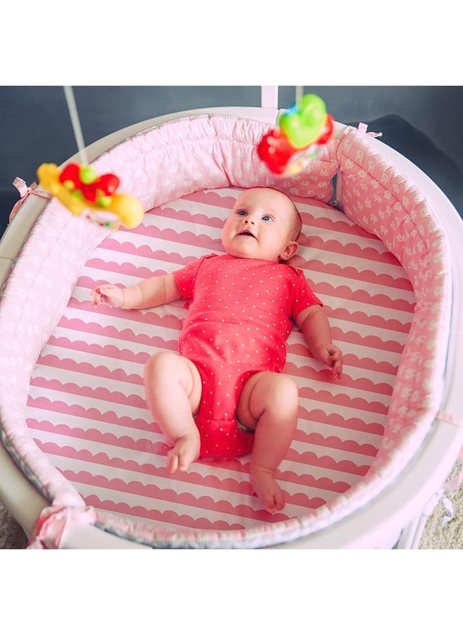 GLLQUEN BABY Bassinet Crib Sheets Set, Breathable Cozy Fitted Mattress Sheet, Elastic Travel Crib Fashionable Floral Pattern, Standard Cradle Safe Sheets for Baby Boy Girls 32