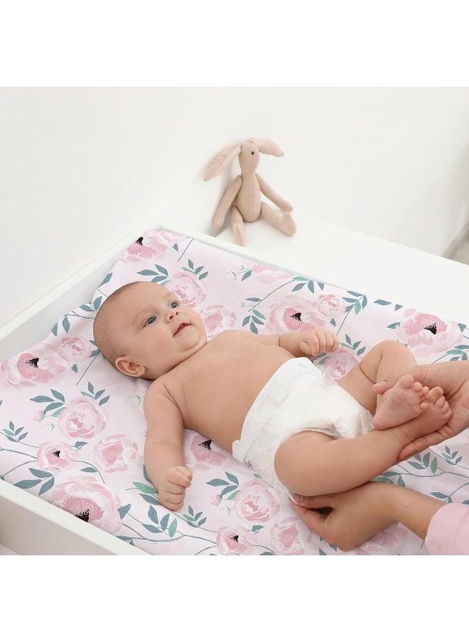 GLLQUEN BABY Bassinet Crib Sheets Set, Breathable Cozy Fitted Mattress Sheet, Elastic Travel Crib Fashionable Floral Pattern, Standard Cradle Safe Sheets for Baby Boy Girls 32