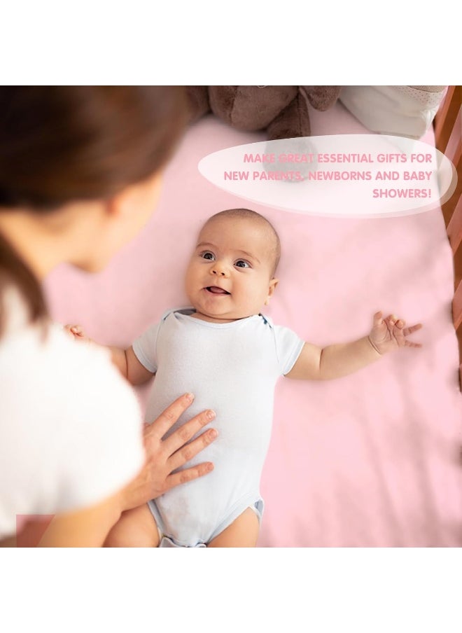 JISEN 3 Piece Crib Bedding Set Soft Baby Crib Bedding Set Ruffle Crib Comforter Set - Crib Quilt Crib Sheet Pillowcase Nursery Bedding Sets for Baby Boys or Girls Pink