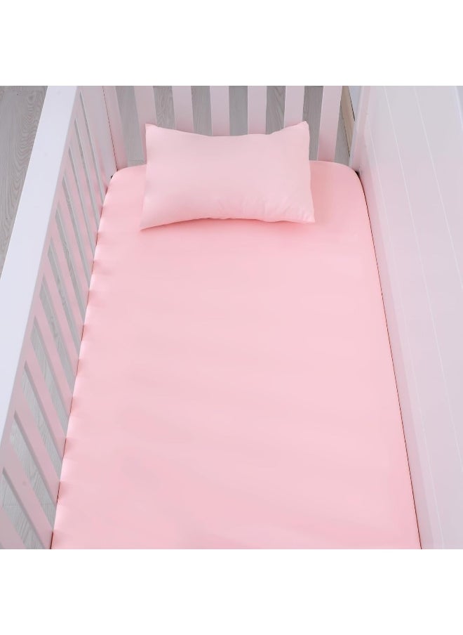 JISEN 3 Piece Crib Bedding Set Soft Baby Crib Bedding Set Ruffle Crib Comforter Set - Crib Quilt Crib Sheet Pillowcase Nursery Bedding Sets for Baby Boys or Girls Pink