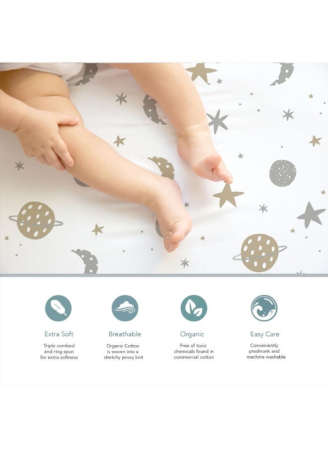 100% Organic Cotton Bed Sheet Fitted for Standard Crib and Toddler Mattresses/Pads 28'' x 52'' and up to 6'' Thick. Boys and Girls. Fits, Dream On Me, Lullaby, Safety 1st, Newton, and Other Brands.