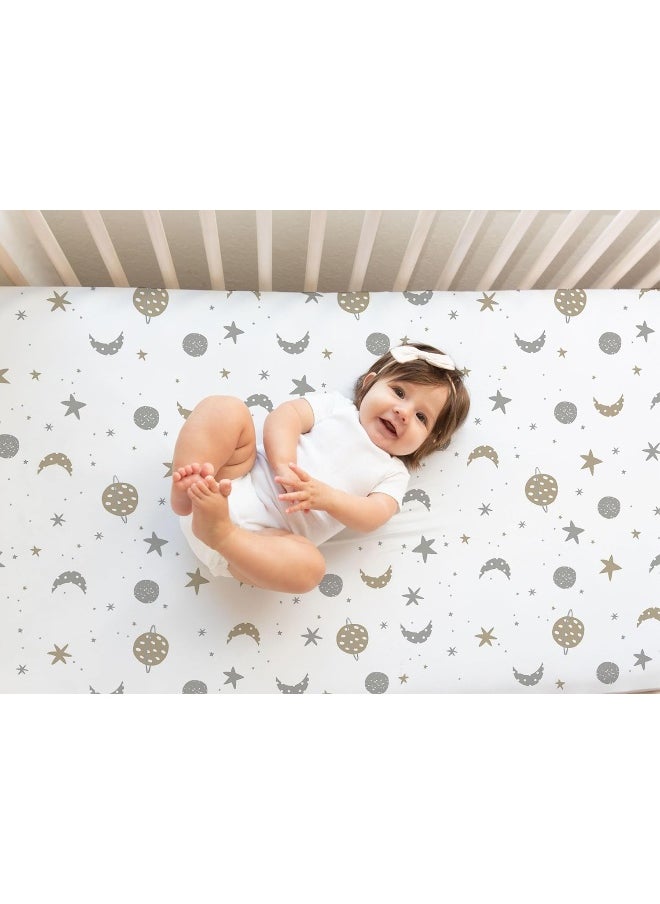 100% Organic Cotton Bed Sheet Fitted for Standard Crib and Toddler Mattresses/Pads 28'' x 52'' and up to 6'' Thick. Boys and Girls. Fits, Dream On Me, Lullaby, Safety 1st, Newton, and Other Brands.