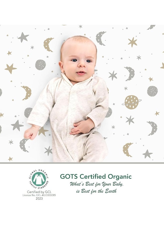 100% Organic Cotton Bed Sheet Fitted for Standard Crib and Toddler Mattresses/Pads 28'' x 52'' and up to 6'' Thick. Boys and Girls. Fits, Dream On Me, Lullaby, Safety 1st, Newton, and Other Brands.
