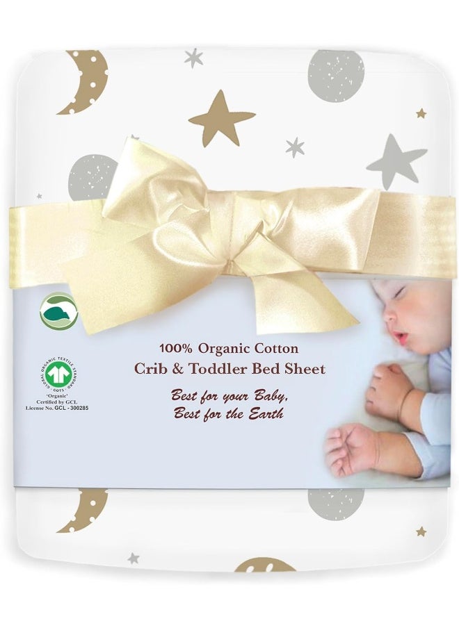 100% Organic Cotton Bed Sheet Fitted for Standard Crib and Toddler Mattresses/Pads 28'' x 52'' and up to 6'' Thick. Boys and Girls. Fits, Dream On Me, Lullaby, Safety 1st, Newton, and Other Brands.