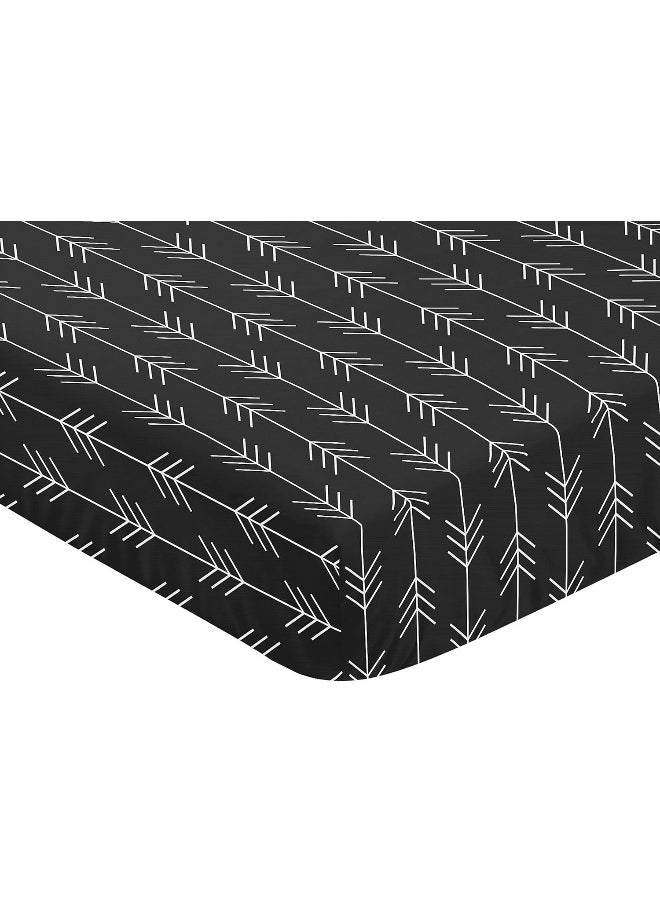 Sweet Jojo Designs Black and White Woodland Arrow Baby or Toddler Fitted Crib Sheet for Rustic Patch Collection