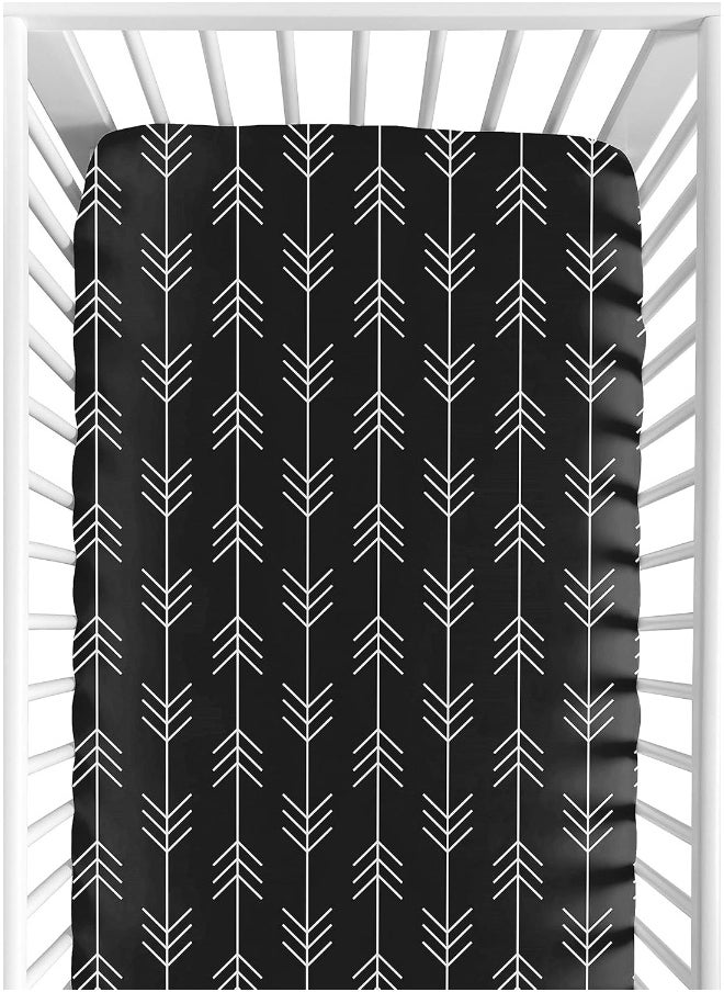 Sweet Jojo Designs Black and White Woodland Arrow Baby or Toddler Fitted Crib Sheet for Rustic Patch Collection