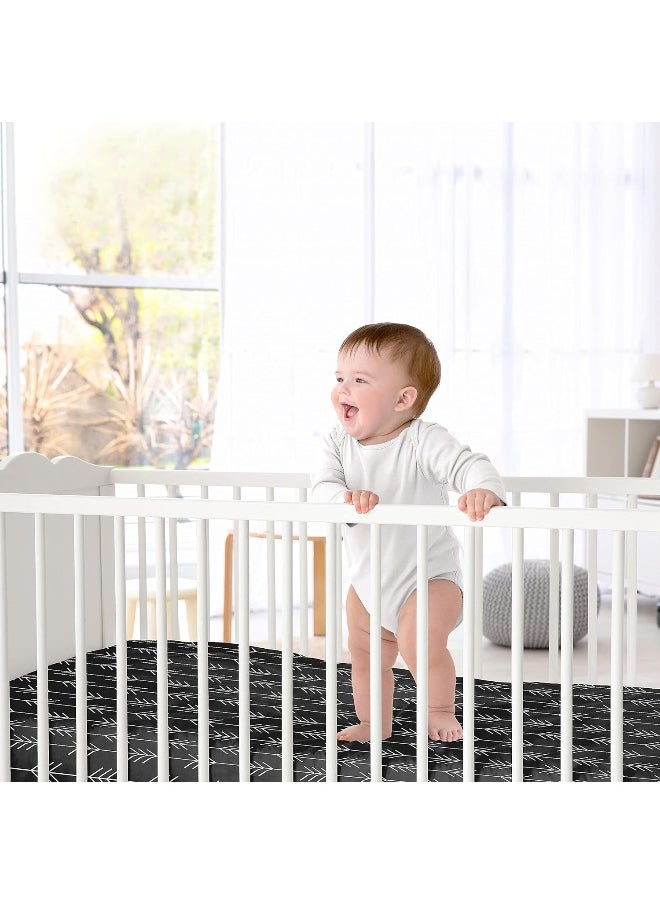 Sweet Jojo Designs Black and White Woodland Arrow Baby or Toddler Fitted Crib Sheet for Rustic Patch Collection