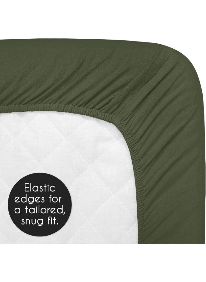 Sweet Jojo Designs Solid Dark Green Baby or Toddler Fitted Crib Sheet for Woodland Camo Collection