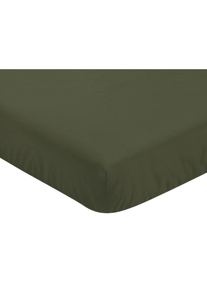 Sweet Jojo Designs Solid Dark Green Baby or Toddler Fitted Crib Sheet for Woodland Camo Collection