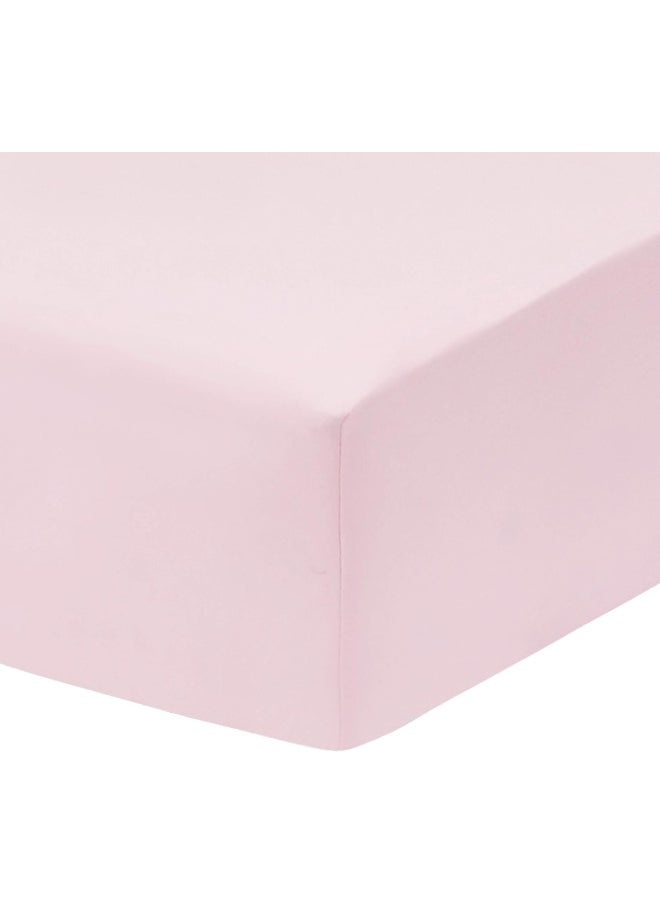 Everyday Kids 2-Pack Fitted Crib Sheets, 100% Soft Breathable Microfiber Baby Sheet, Fits Standard Size Crib Mattress 28in x 52in, Pink Nursery Sheet and White Nursery Sheet