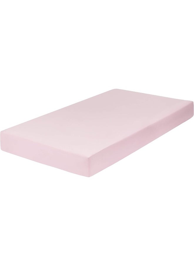 Everyday Kids 2-Pack Fitted Crib Sheets, 100% Soft Breathable Microfiber Baby Sheet, Fits Standard Size Crib Mattress 28in x 52in, Pink Nursery Sheet and White Nursery Sheet
