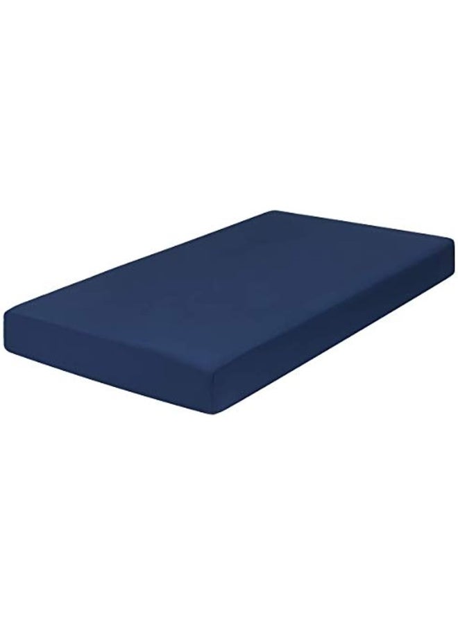 Everyday Kids 2-Pack Fitted Crib Sheets, 100% Soft Breathable Microfiber Baby Sheet, Fits Standard Size Crib Mattress 28in x 52in, White Nursery Sheet and Navy Nursery Sheet
