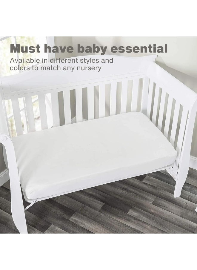 Everyday Kids 2-Pack Fitted Crib Sheets, 100% Soft Breathable Microfiber Baby Sheet, Fits Standard Size Crib Mattress 28in x 52in, White Nursery Sheet and Navy Nursery Sheet