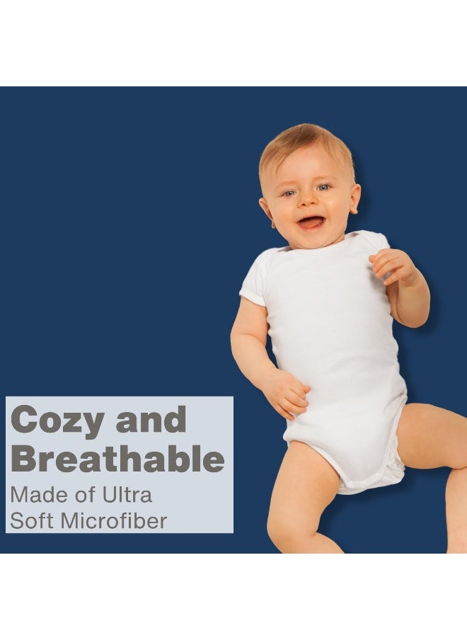 Everyday Kids 2-Pack Fitted Crib Sheets, 100% Soft Breathable Microfiber Baby Sheet, Fits Standard Size Crib Mattress 28in x 52in, White Nursery Sheet and Navy Nursery Sheet