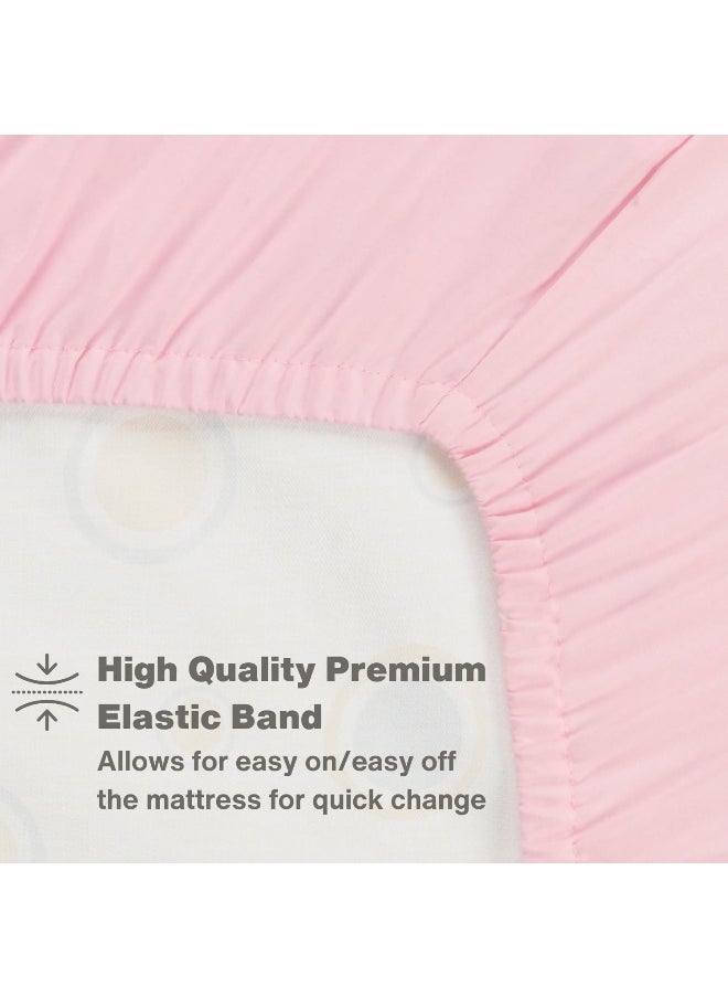 Everyday Kids Fitted Crib Sheet, 100% Soft Breathable Microfiber Baby Sheet, Fits Standard Size Crib Mattress 28in x 52in, Pink Nursery Sheet