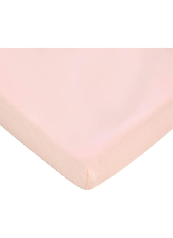 100% Natural Cotton Value Jersey Knit Fitted Portable/Mini-Crib Sheet, Pink Star/Zigzag, 24