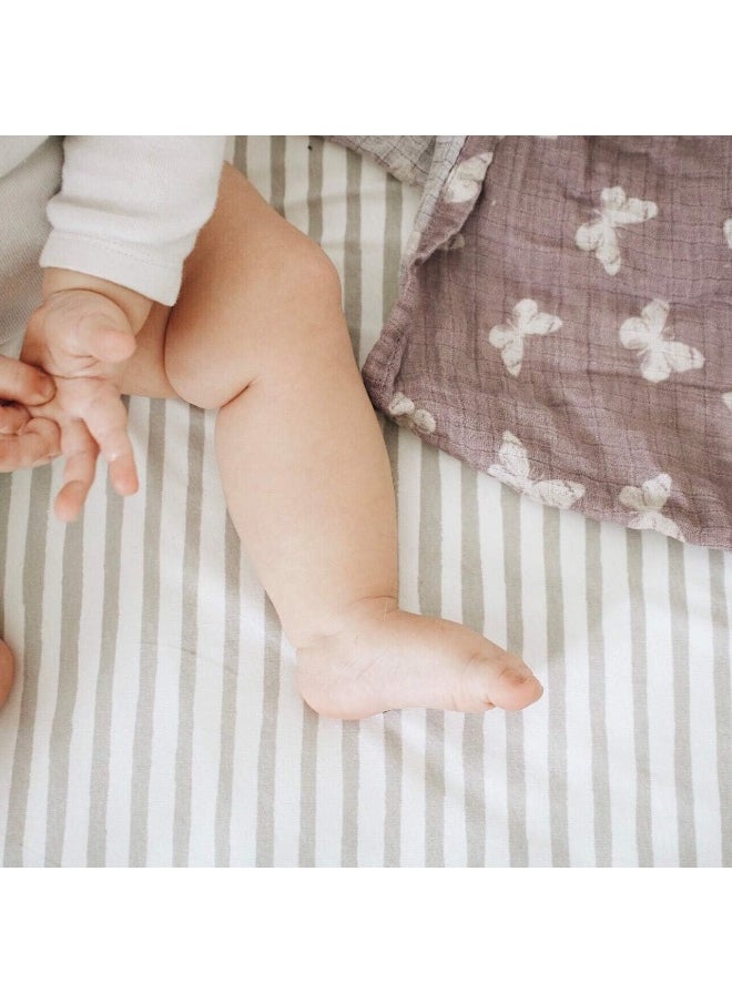 Ely's & Co. Waterproof Bassinet Sheet, No Need for Bassinet Mattress Pad Cover, 2 Pack Taupe Splash Stripes, Unisex for Baby Boy and Baby Girl