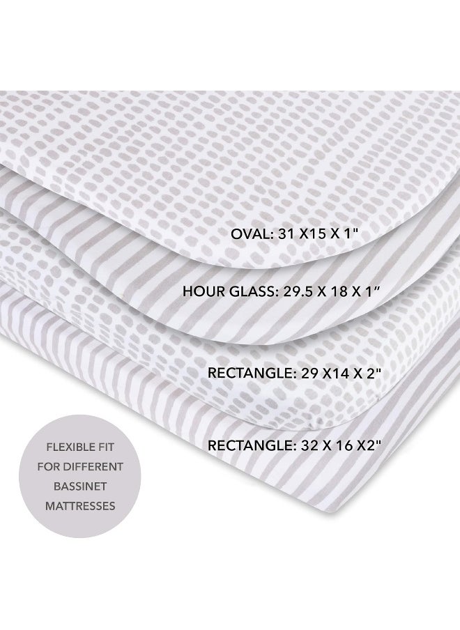 Ely's & Co. Waterproof Bassinet Sheet, No Need for Bassinet Mattress Pad Cover, 2 Pack Taupe Splash Stripes, Unisex for Baby Boy and Baby Girl