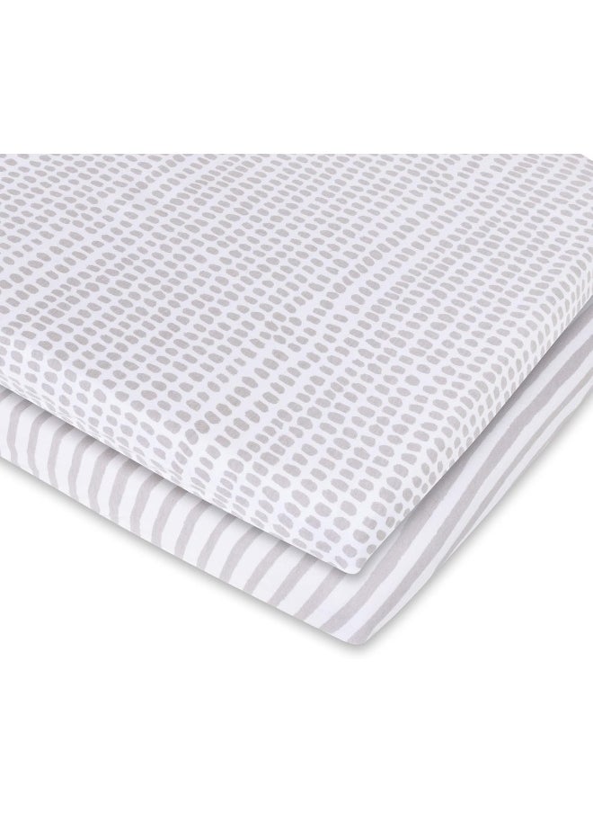 Ely's & Co. Waterproof Bassinet Sheet, No Need for Bassinet Mattress Pad Cover, 2 Pack Taupe Splash Stripes, Unisex for Baby Boy and Baby Girl
